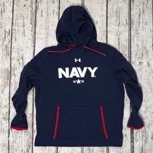 United States Naval Military Under Armour Blue Hoodie Sweatshirt Pullover